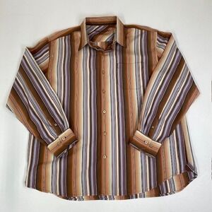Tommy Bahama Silk‎ Blend Button Up Striped Casual Shirt XL